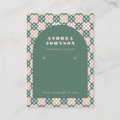 Carte De Visite Écran d'oreille en arc moderne rose vert du milieu (Devant)