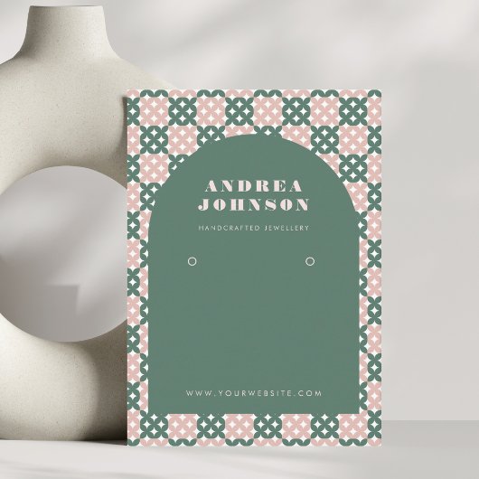 Carte De Visite Écran d'oreille en arc moderne rose vert du milieu