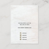 Carte De Visite Écran d'oreille en bois blanc du script de signatu (Dos)