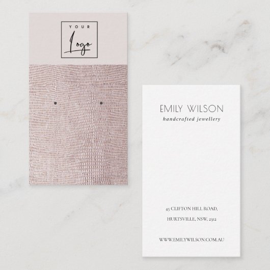 Carte De Visite Écran d'oreille en cuir couleur perle (Devant / Derrière)