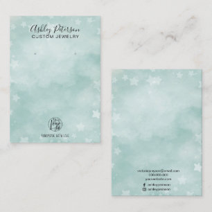 Carte De Visite Écran d'oreille en étoile verte bleue d'hiver