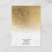 Carte De Visite Écran d'oreille en feuilles d'or chic en marbre (Dos)