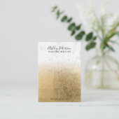 Carte De Visite Écran d'oreille en feuilles d'or chic en marbre (Debout devant)