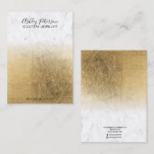 Carte De Visite Écran d'oreille en feuilles d'or chic en marbre (Devant / Derrière)