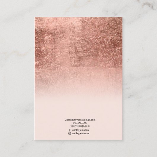 Carte De Visite Écran d'oreille en feuilles d'or rousses roses (Dos)