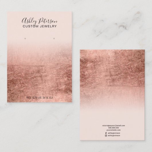 Carte De Visite Écran d'oreille en feuilles d'or rousses roses (Devant / Derrière)