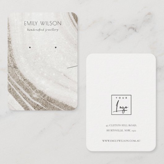 Carte De Visite Écran d'oreille en marbre d'or pâle (Devant / Derrière)