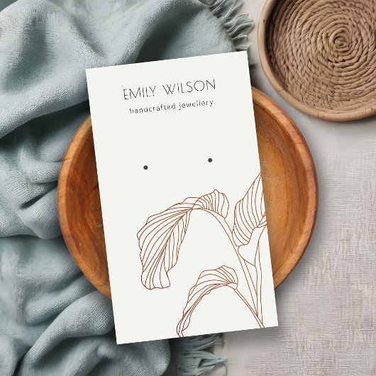 Carte De Visite Écran d'oreille en terre cuite Palm feuilleté