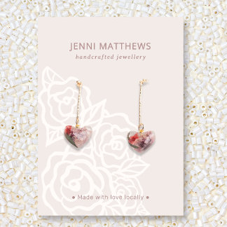 Carte De Visite Écran d'oreille fleuri Chic Beige Rose Bouquet