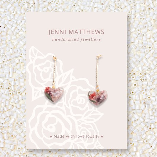 Carte De Visite Écran d'oreille fleuri Chic Beige Rose Bouquet