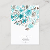 Carte De Visite Écran d'oreille floral turquoise (Dos)