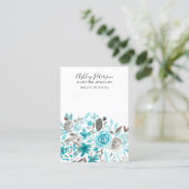 Carte De Visite Écran d'oreille floral turquoise (Debout devant)