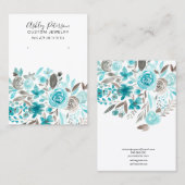 Carte De Visite Écran d'oreille floral turquoise (Devant / Derrière)