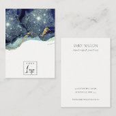 Carte De Visite Écran d'oreille Fluid Abstrait Gold Navy (Devant / Derrière)