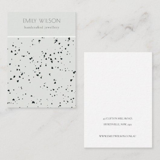 Carte De Visite Ecran d'oreille gris noir Terrazzo Texture 2 Écran (Devant / Derrière)