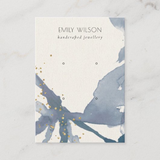 Carte De Visite Écran d'oreille Indigo Blue Gold Abstrait 2 Étui (Devant)