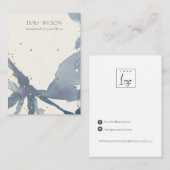 Carte De Visite Écran d'oreille Indigo Blue Gold Abstrait 2 Étui (Devant / Derrière)