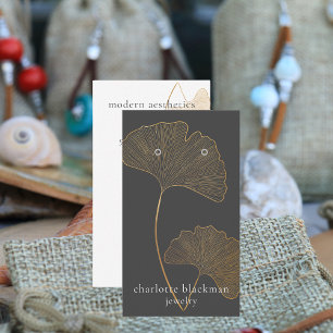 Carte De Visite Écran d'oreille moderne Gingko Leaf QR Code