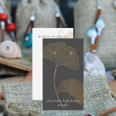 Carte De Visite Écran d'oreille moderne Gingko Leaf QR Code