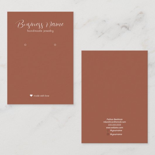Carte De Visite Écran d'oreille moderne minimal simple Terra Cotta (Devant / Derrière)