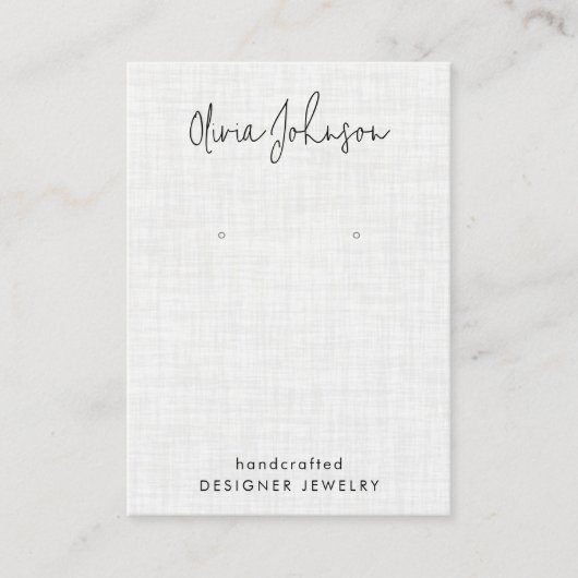 Carte De Visite Écran d'oreille Motif en lin blanc (Devant)