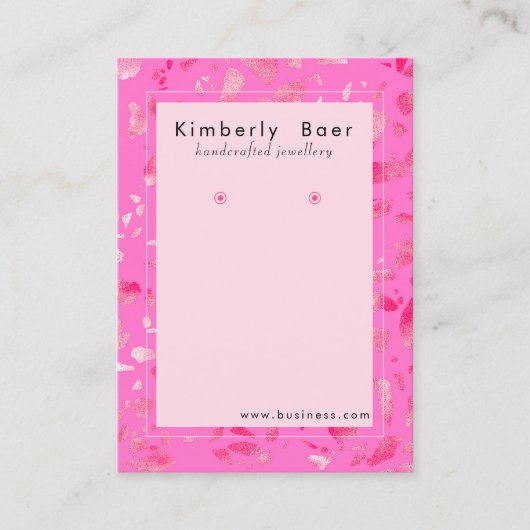 Carte De Visite Écran d'oreille Neon Rose Terrazzo tendance (Devant)