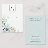 Carte De Visite Écran d'oreille Pastel Blue Green Foliage Bunch (Devant / Derrière)