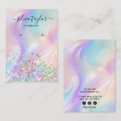 Carte De Visite Écran d'oreille pastel holographique moderne (Devant / Derrière)