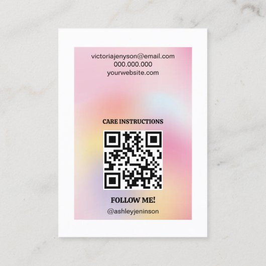 Carte De Visite Écran d'oreille Pastel Holographique QR Code Moder (Dos)