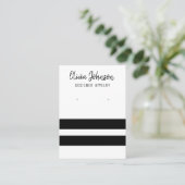 Carte De Visite Écran d'oreille pour bijoux à rayures noir et blan (Debout devant)