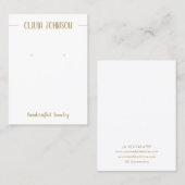 Carte De Visite Écran d'oreille pour bijoux blanc or chic (Devant / Derrière)