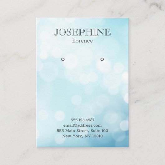 Carte De Visite Écran d'oreille pour bijoux en bois bleu glamour (Devant)