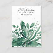 Carte De Visite Écran d'oreille pour bijoux en feuilles tropicales (Devant)