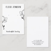 Carte De Visite Écran d'oreille pour bijoux Floral Blanc Noir (Devant / Derrière)