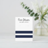 Carte De Visite Écran d'oreille pour bijoux Nautical Blue Stripes (Debout devant)