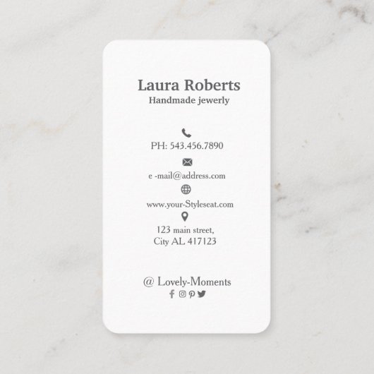 Carte De Visite Écran d'oreille rose (Dos)