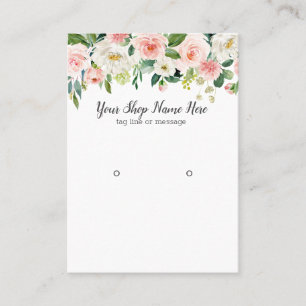 Carte De Visite Écran d'oreille rose pâle Fleurs d'aquarelle