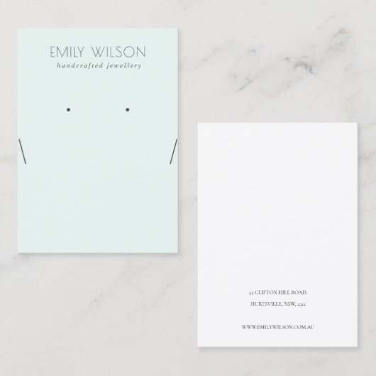 Carte De Visite Écran d'oreille simple bleu ciel bleu aqua (Devant / Derrière)