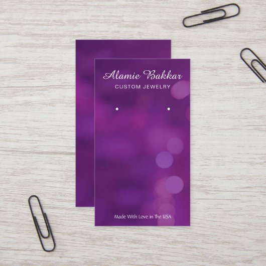 Carte De Visite Écran d'oreille simple chic violet (Devant/Arrière en situation)