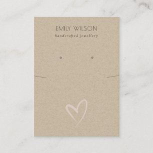 Carte De Visite Écran d'oreille simple Kraft Blush Heart 