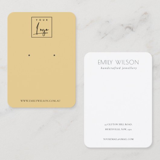 Carte De Visite Écran d'oreille simple ocre jaune muté (Devant / Derrière)