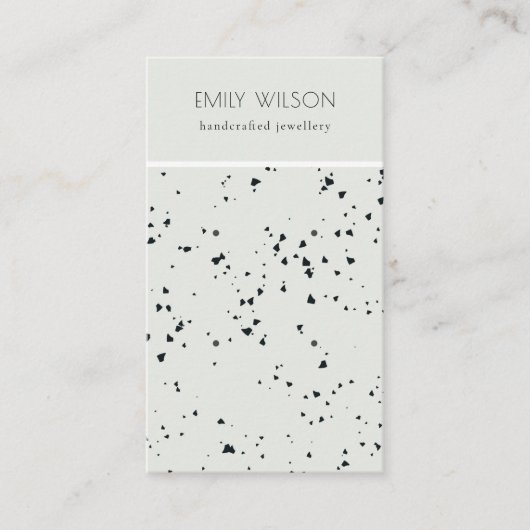 Carte De Visite Écran d'oreille texturé noir gris Terrazzo (Devant)