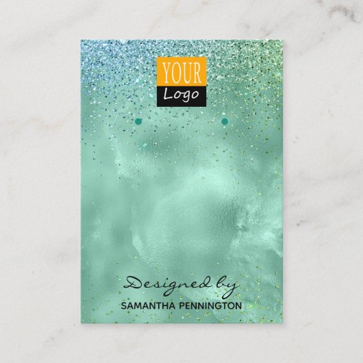 Carte De Visite Écran d'oreille Turquoise Faux Foil & Parties scin (Devant)