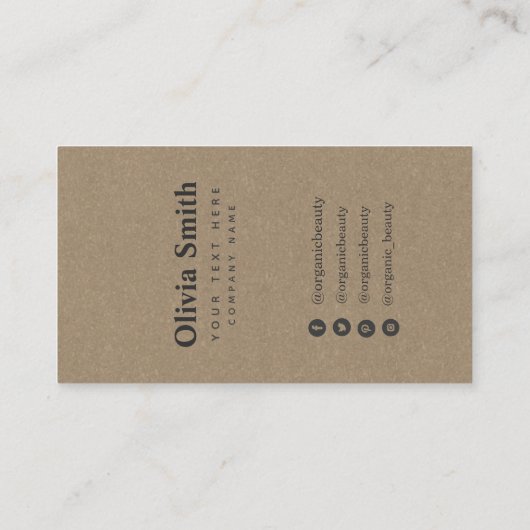 Carte De Visite Écran d'oreilles en feuilles florales Kraft (Dos)