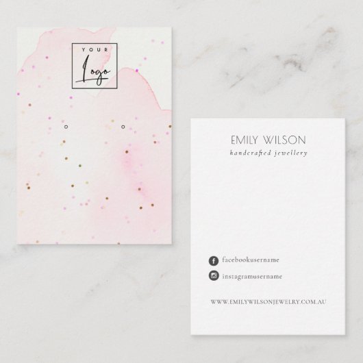 Carte De Visite Écran du logo Abstrait Confetti Blush Stud Elevage (Devant / Derrière)