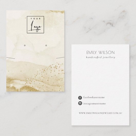 Carte De Visite Écran du logo de l'oreille du collier d'aquarelle  (Devant / Derrière)