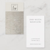 Carte De Visite Écran du logo du collier en cuir de perle d'argent (Devant / Derrière)