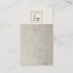 Carte De Visite Écran du logo du collier en cuir de perle d'argent