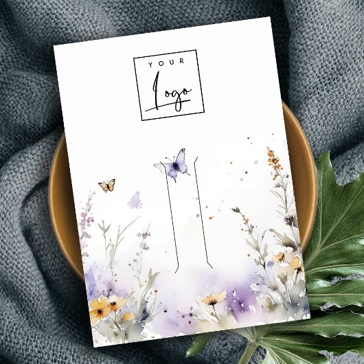 Carte De Visite Écran du logo du papillon Fleur sauvage Lilac