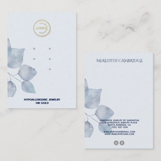 Carte De Visite Écran élégant en collier bleu (Devant / Derrière)